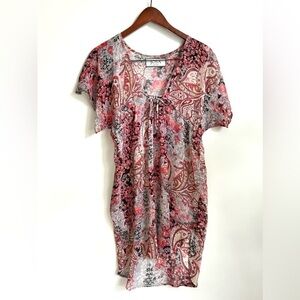 JOSA TULUM chiffon beach dress coverup red paisley pattern print